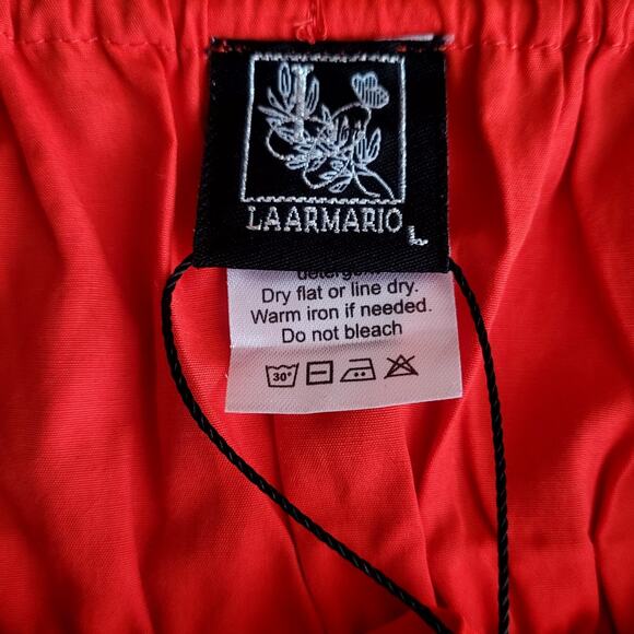 La Amario Red Boho Front Tie Spaghetti Strap Cami Top Size Large Patriotic NWT - Picture 3 of 6